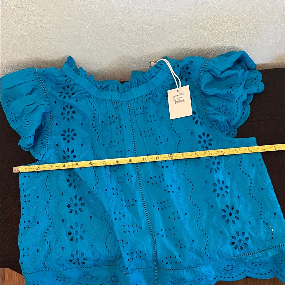 # 0891+ Women's Blue Eyelet Top - Picture 8 of 15